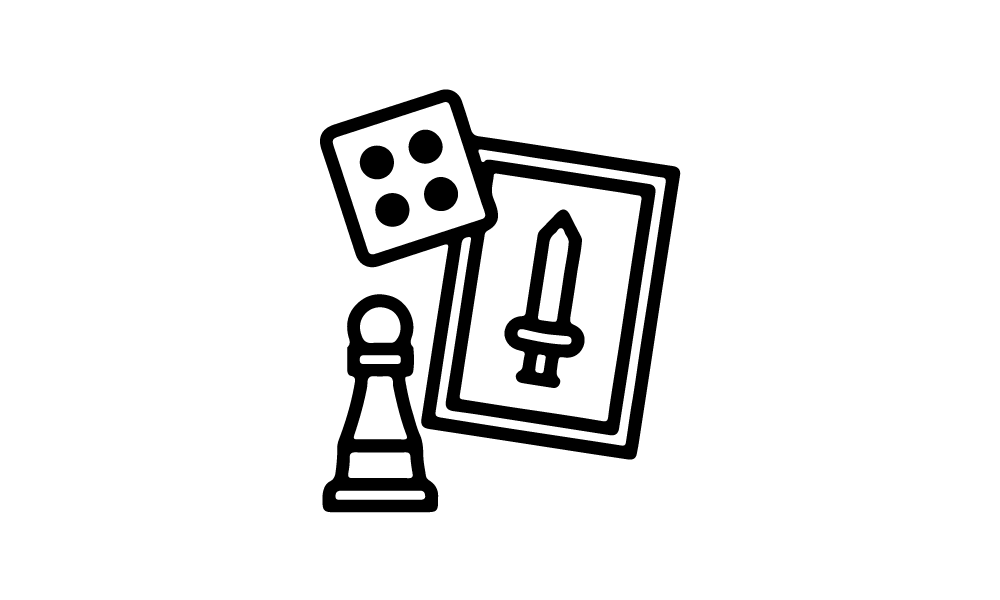 Icona dei giochi, disegnata a tratto nero su fondo bianco come le altre dieci della serie.