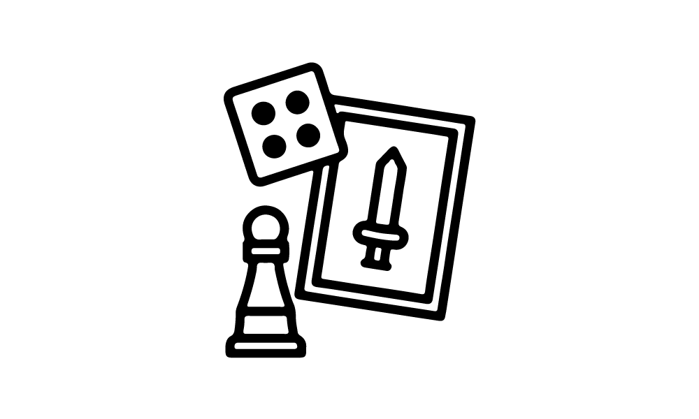 Icona dei giochi, disegnata a tratto nero su fondo bianco come le altre dieci della serie.